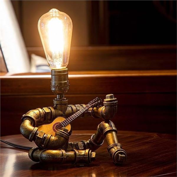 Steampunk Style Metal Tube Robot Guitar Lamp (10.6") Great for Music/Guitar Lovers! - Brand New!