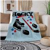 Image 1 : Soft Fleece Ice Hockey Throw Blanket (51" x 59") Hockey Themed Lightweight Blanket - New Sealed!