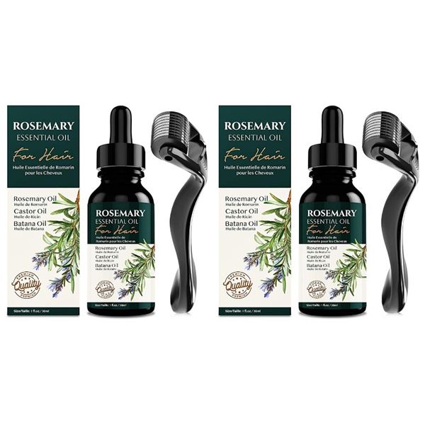 Lot of 2 Rosemary Organic Essential Oil Hair Growth Kits for Damaged/Dry Hair (30ml) New Sealed!