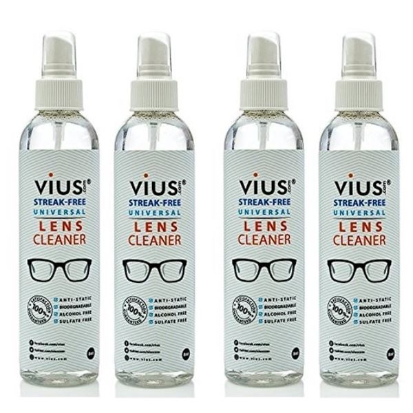 4-Pack Vius Premium Lens Cleaner Sprays (8oz) for Glasses, Cameras, & Other Lenses - New