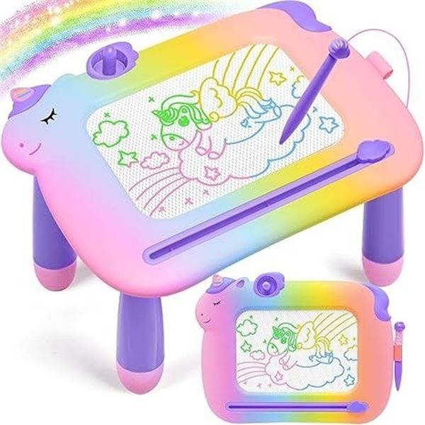 Unicorn Doodle 12" Magnetic Drawing Board with Legs; Reusable Art Board for Toddlers (Ages 3+) - New