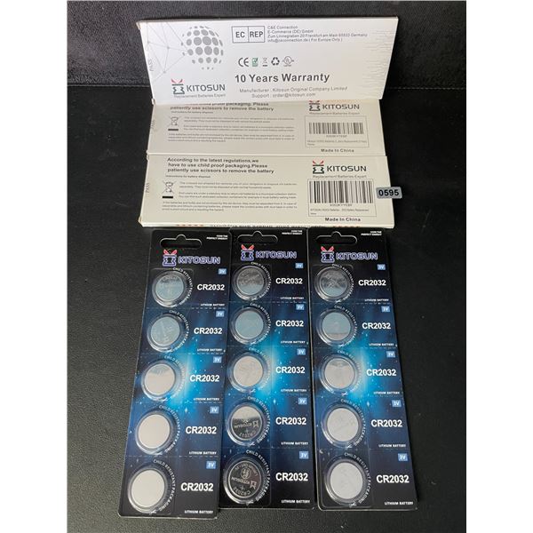 3 Packs (15 PCS/Batteries) CR2032 Lithium Coin Cell Batteries - New