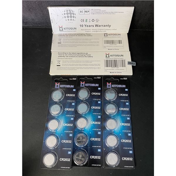 3 Packs (15 PCS/Batteries) CR2032 Lithium Coin Cell Batteries - New