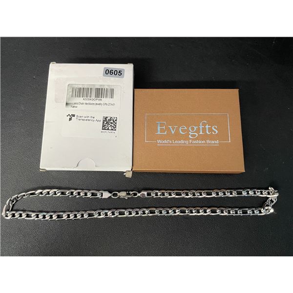 20-Inch Gold-Plated Silver Chain for Men (Cuban Link Design) Stainless Steel Chain - New in Box