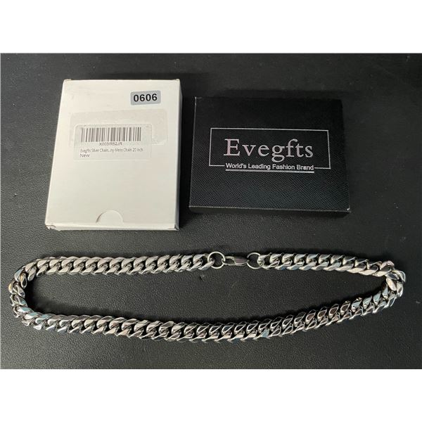 20-Inch Gold-Plated Silver Chain for Men (Cuban Link Design) Stainless Steel Chain - New in Box