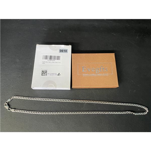 24-Inch Gold-Plated Silver Chain for Men (Cuban Link Design) Stainless Steel Chain - New in Box