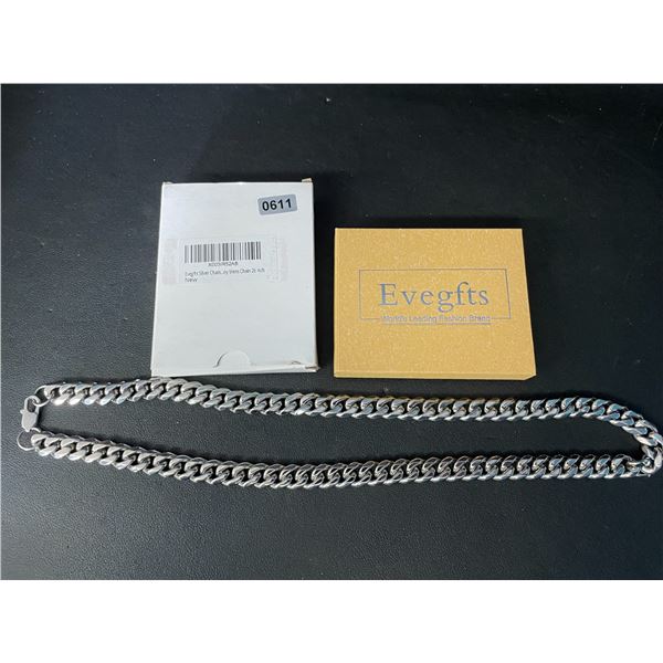 26-Inch Gold-Plated Silver Chain for Men (Cuban Link Design) Stainless Steel Chain - New in Box