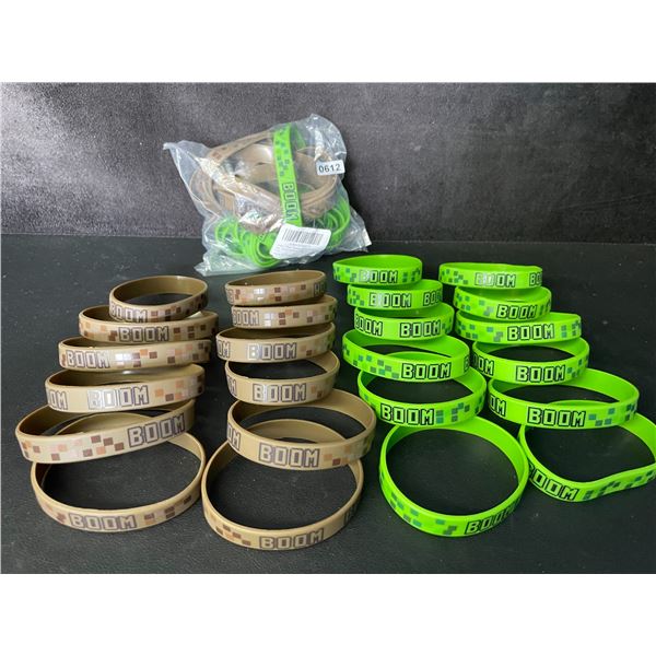 2 Packs (24PCs Each) Minecraft Silicone Bracelets - 48 Bracelets Total - New