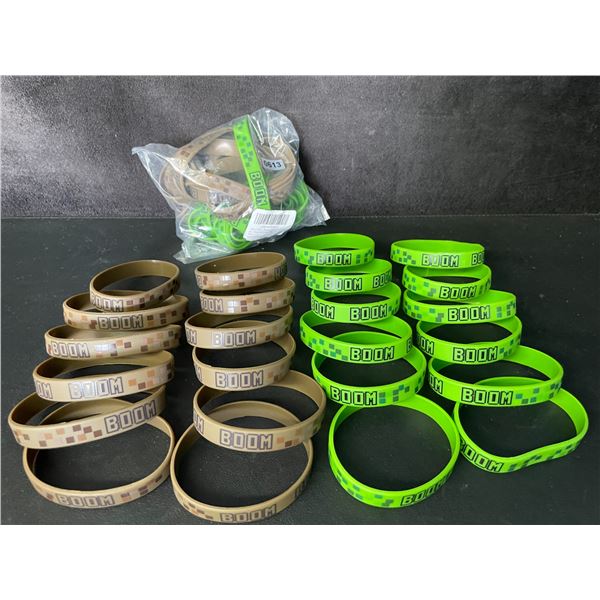 2 Packs (24PCs Each) Minecraft Silicone Bracelets - 48 Bracelets Total - New