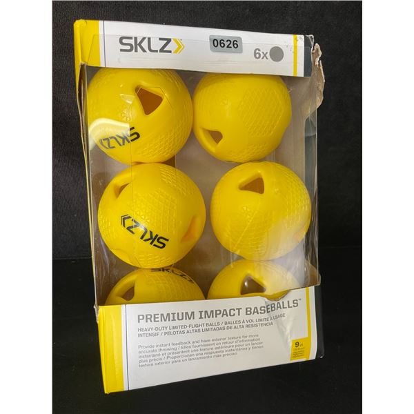 SKLZ 6-Pack Premium Impact Baseballs; Heavy-Duty Limited-Flight Training Balls - New