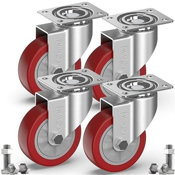 4-Pack Box of GBL 4" Heavy-Duty Swivel Caster Wheels - Holds up to 1320lbs - Brand New!
