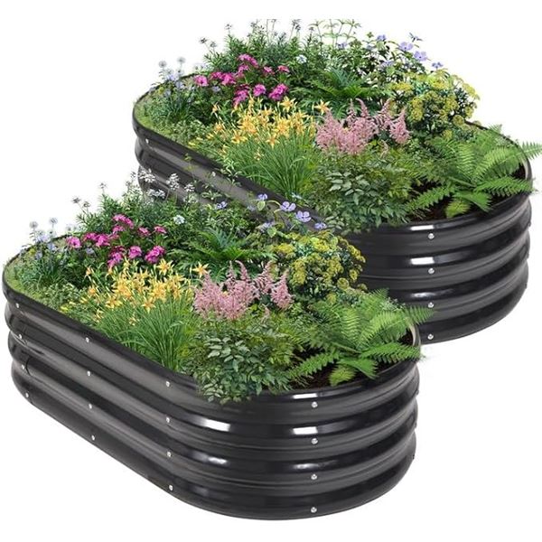 2-Pack Large Metal Raised Garden Beds/Planter Boxes for Outdoors (4FT x 2Ft x 1FT) - NEW!