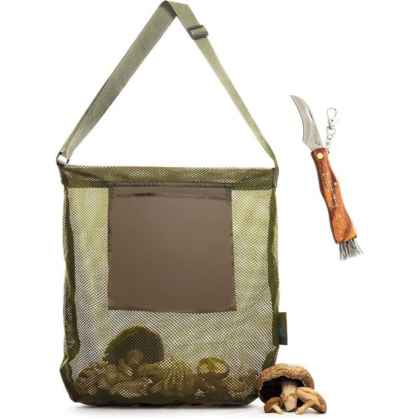 .Mushroom Foraging Bag/Kit with Mushroom Cutting Knife - New