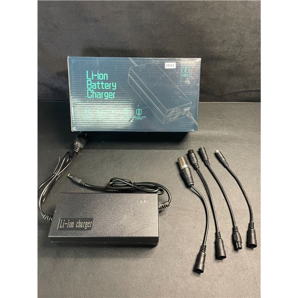 42V 2A Li-Ion Battery Charger with Assorted Plugs/Connectors - For E-Bikes/Scooters/etc. New!