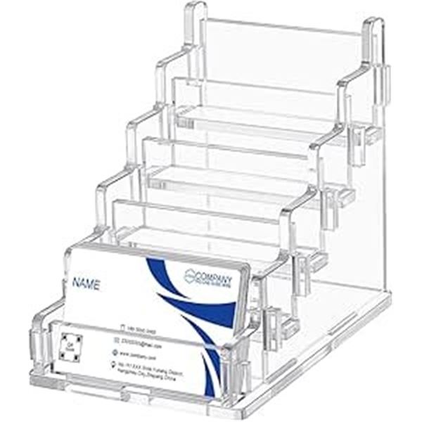 5-Slot Acrylic Business Card Holder Stand for Desk (Holds Approx. 300 Cards) - New