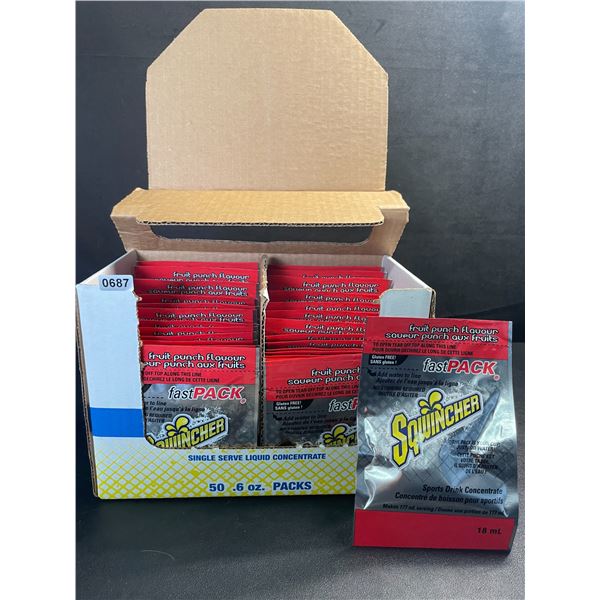 50-Pack Box of Sqwincher Fast Packs/Electrolyte Replacement Pouches (Fruit Punch) 18ml x 50pcs; New