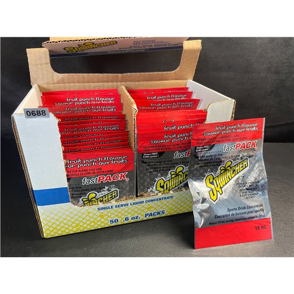 50-Pack Box of Sqwincher Fast Packs/Electrolyte Replacement Pouches (Fruit Punch) 18ml x 50pcs; New