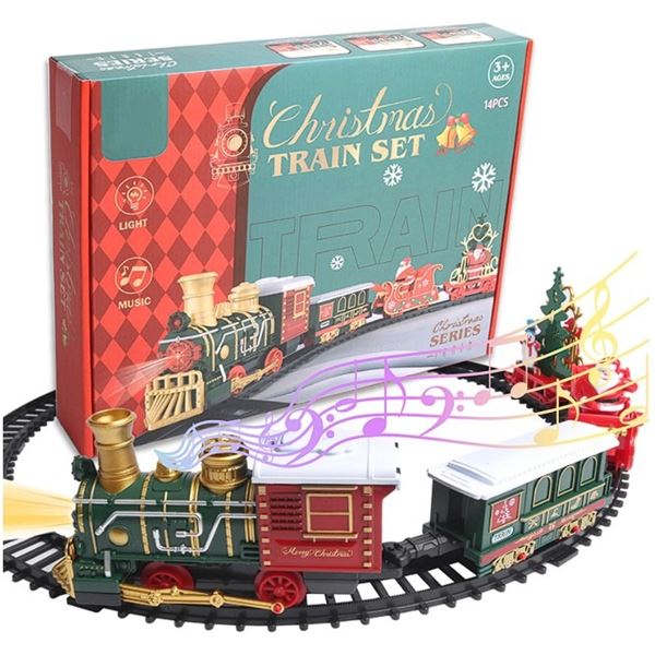 Christmas Electric Train Set with Lights & Music - Battery Operated - Brand New!