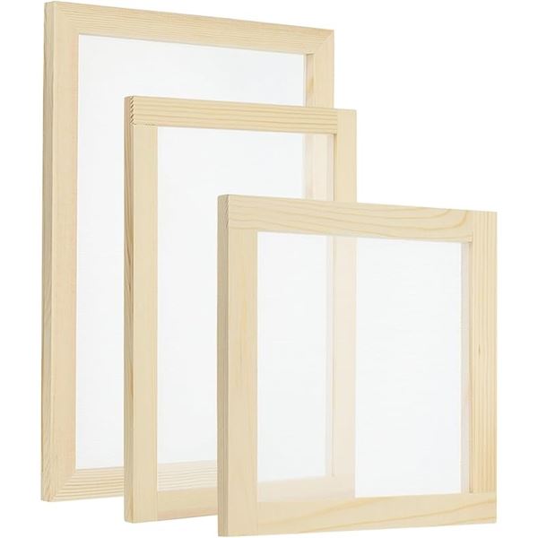 3-Pack Wooden Paper Making Screens/Paper Making Mould Frames for DIY Papermaking Crafts - New