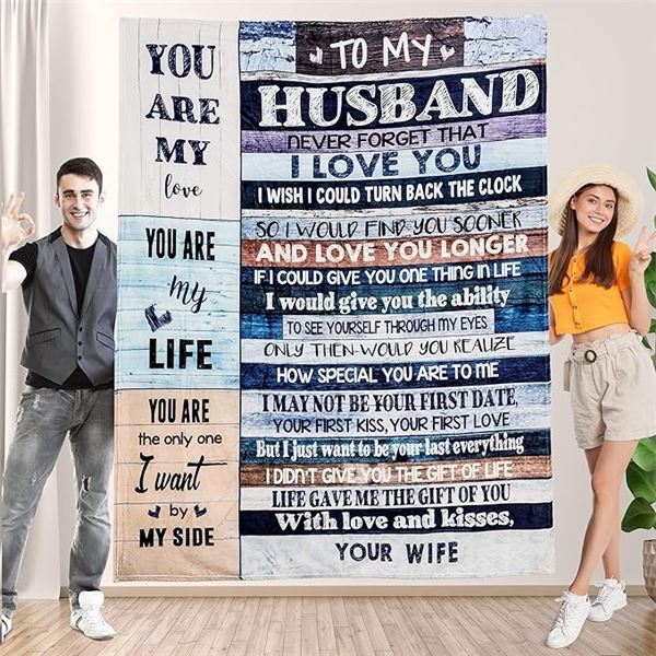Personalized Soft Throw Blanket (50" x 60" Size) for Husband/From Wife (Great Father's Day Gift) New