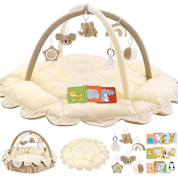 Oversized Baby Play Gym/5-in-1 Activity Mat (50" x 50") Play Center w/ 6 Sensory Toys - NEW!