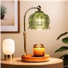 Image 1 : Electric Candle Warmer Lamp; Glass Shade & Walnut Wood Base, 2x Bulbs Included, Adjustable Height