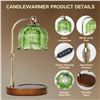 Image 3 : Electric Candle Warmer Lamp; Glass Shade & Walnut Wood Base, 2x Bulbs Included, Adjustable Height