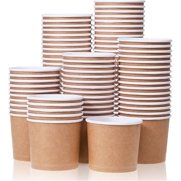 100-Pack Paper Ice Cream Cups (11oz) Disposable Dessert Bowls for Cold/Hot Food - New!