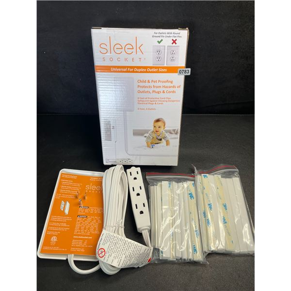 Sleek Socket Original Ultra-Thin Outlet Concealer w/ 8FT Cord & 3 Outlets; Hides Messy Cords! New