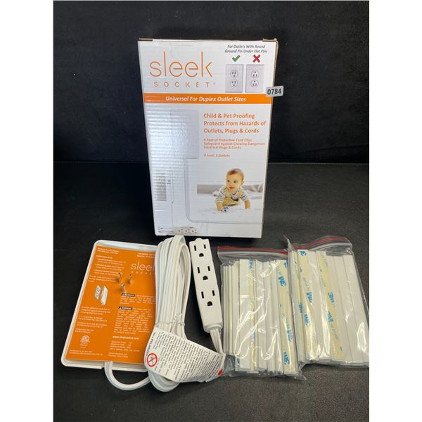 Sleek Socket Original Ultra-Thin Outlet Concealer w/ 8FT Cord & 3 Outlets; Hides Messy Cords! New