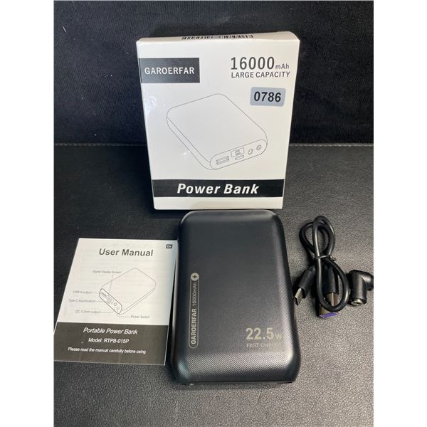 Large Capacity (16,000mAh) Power Bank/Portable Charger; 22.5W Fast Charger - New