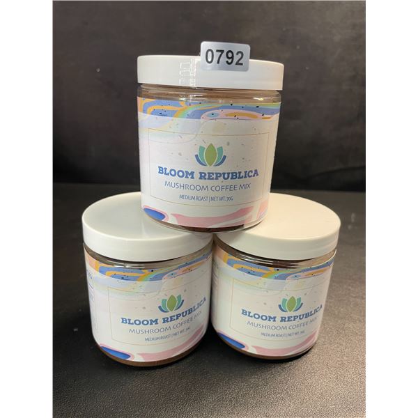 3 Tubs of Bloom Republica Instant Mushroom Coffee Mix (70g) Medium Roast Coffee - New Sealed