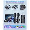 Image 5 : 3-in-1 Wireless Lavalier Microphone Kit for Iphone/Android/Audio Devices - Noise Canceling Lapel Mic
