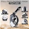 Image 3 : Full Face Snorkel Mask - Diving Set; Anti-Fog & Anti-Leak Design with Camera Mount - New!