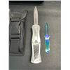 Image 2 : Microtech Scarab Tactical OTF/Automatic Pop-Out Hunting Knife (Silver/Carbon Design) BRAND NEW!