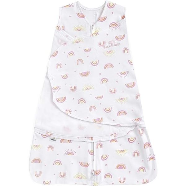 HALO 100% Cotton Swaddle Sleep Sack/Wearable Blanket - Size S (0-6 Months) Rainbow Design - New