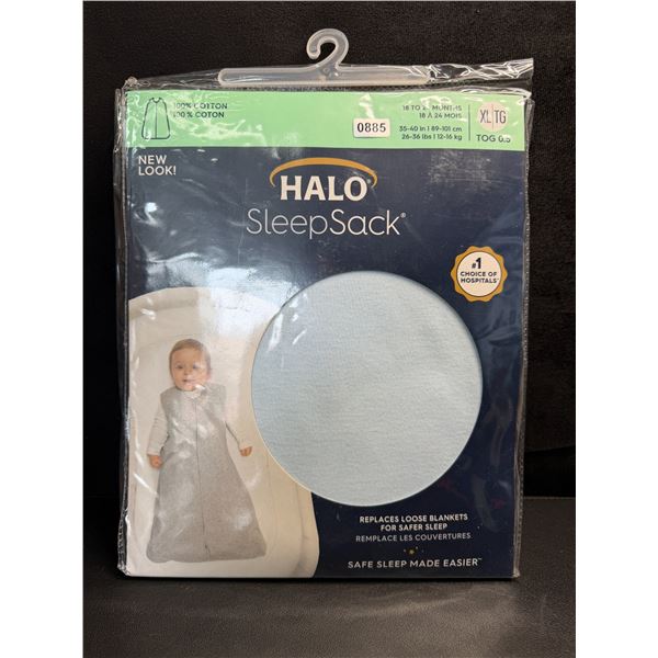 HALO 100% Cotton Swaddle Sleep Sack/Wearable Blanket - Size XL (18-24 Months) Blue - New