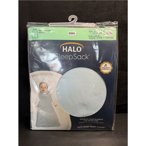 HALO 100% Cotton Swaddle Sleep Sack/Wearable Blanket - Size XL (18-24 Months) Blue - New