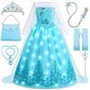Image 1 : Light-Up Princess Elsa Costume for Girls with Dress & Accessories; Built-In LED Lights - New!