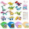 Image 1 : 24-Pack Dinosaur-Themed Lego-Style Toy Building Sets with Valentines Cards - New