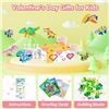 Image 7 : 24-Pack Dinosaur-Themed Lego-Style Toy Building Sets with Valentines Cards - New