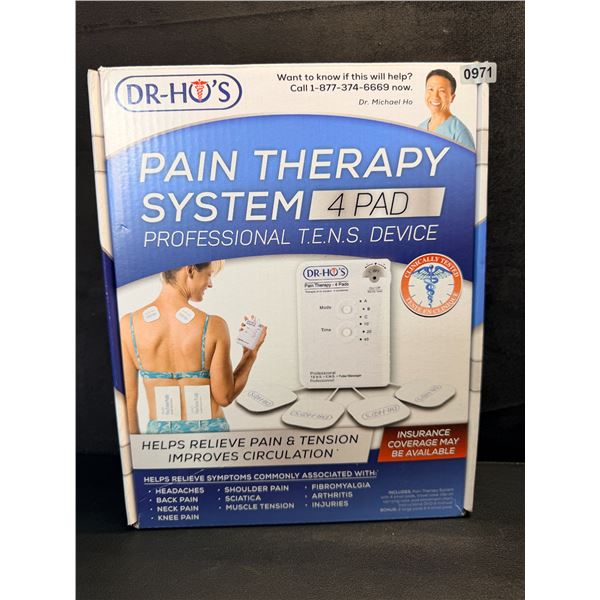 Dr.Ho's Pain Therapy System; 4 Pad Professional TENS Device for Relieving Pain/Tension - NEW