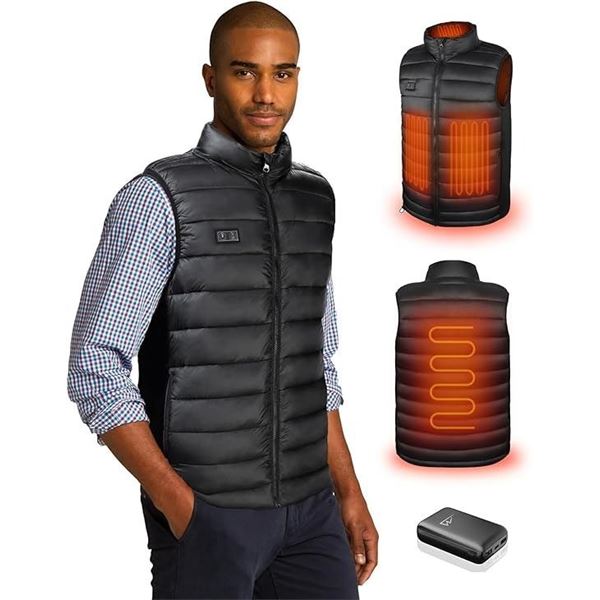 Electric Heated Vest for Men (2XL) w/ EXTRA 20,000mAh Rechargeable Battery Pack - BRAND NEW!