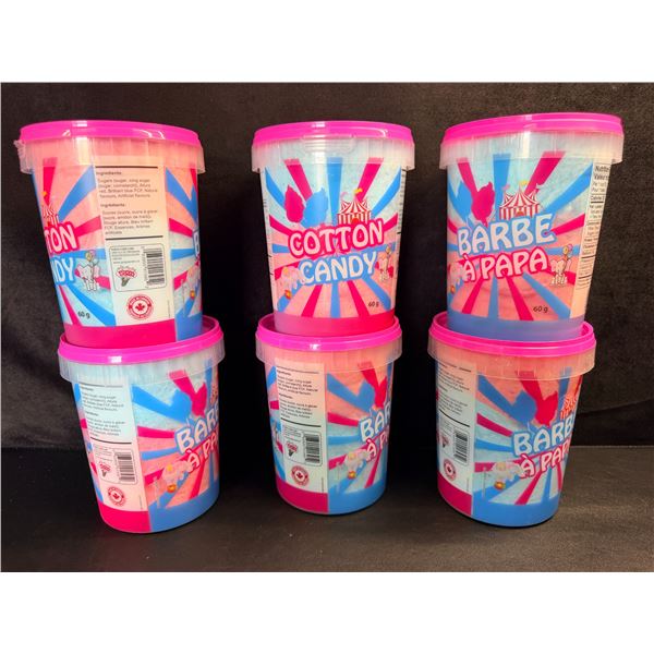 Box of 6 Tubs of Cotton Candy - Cherry & Blue Raspberry Flavor (60g Each) - New Sealed