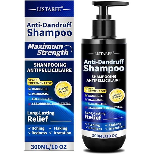 Listarfe Anti-Dandruff Shampoo (300ml) Long-Lasting Relief/Scalp Treatment - New Sealed