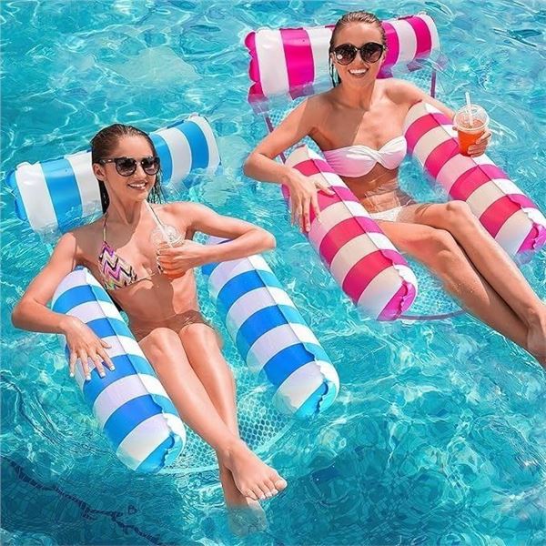 2-Pack of Inflatable Pool Float Lounge Chairs/Water Pool Float Hammocks - Blue/Pink - New