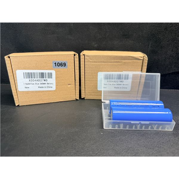 2 Boxes (4PCS Total) Flat Blue 2600mAh 18650 3.7V Lithium Ion Rechargeable Batteries - New