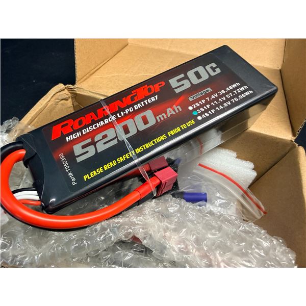 RoaringTop High Discharge LiPo Battery Pack; 5200mAh, 50C 3S1P 11.1V - New