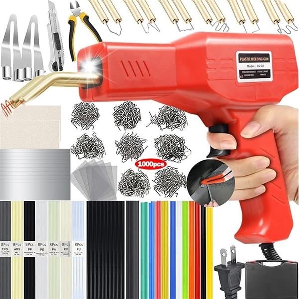 220W Plastic Welding Tool Kit - Includes Plastic Welder, Welding Rods, Staples, Pliers, etc. NEW!
