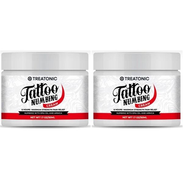 2 Boxes Treatonic Tattoo/Piercing Numbing Creams; Long-Lasting & Max Strength (50ml) - New Sealed